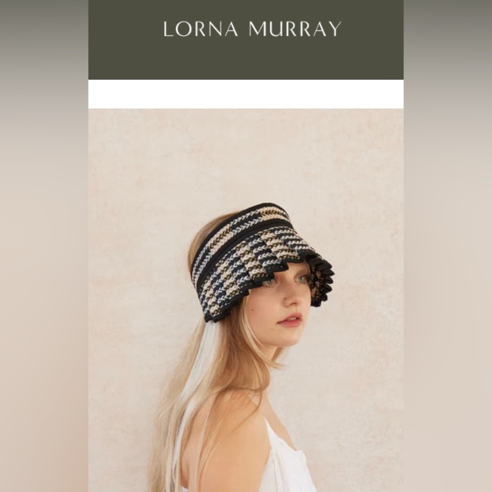 Lorna Murray Black & Cream Crochet Visor